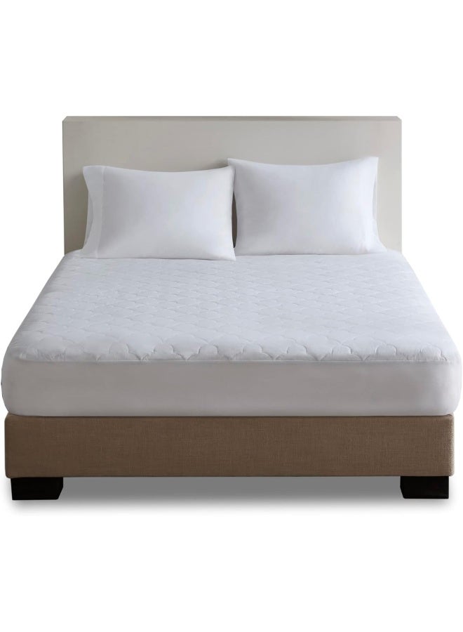 Sleep Philosophy Sleep Philosophy Queen Mattress Pad Cotton Mattress Protector Classic Cloud Quilted Bed Cover All Natural Breathable Mattress Topper Fitted Pocket Fits Up to 16 Machine Washable White  - Image 5