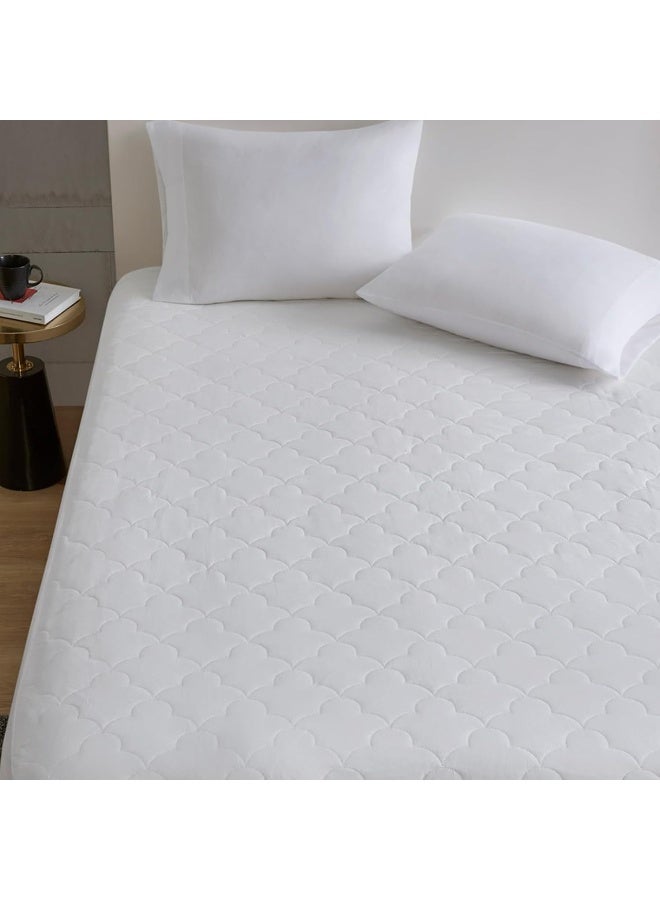 Sleep Philosophy Sleep Philosophy Queen Mattress Pad Cotton Mattress Protector Classic Cloud Quilted Bed Cover All Natural Breathable Mattress Topper Fitted Pocket Fits Up to 16 Machine Washable White  - Image 3