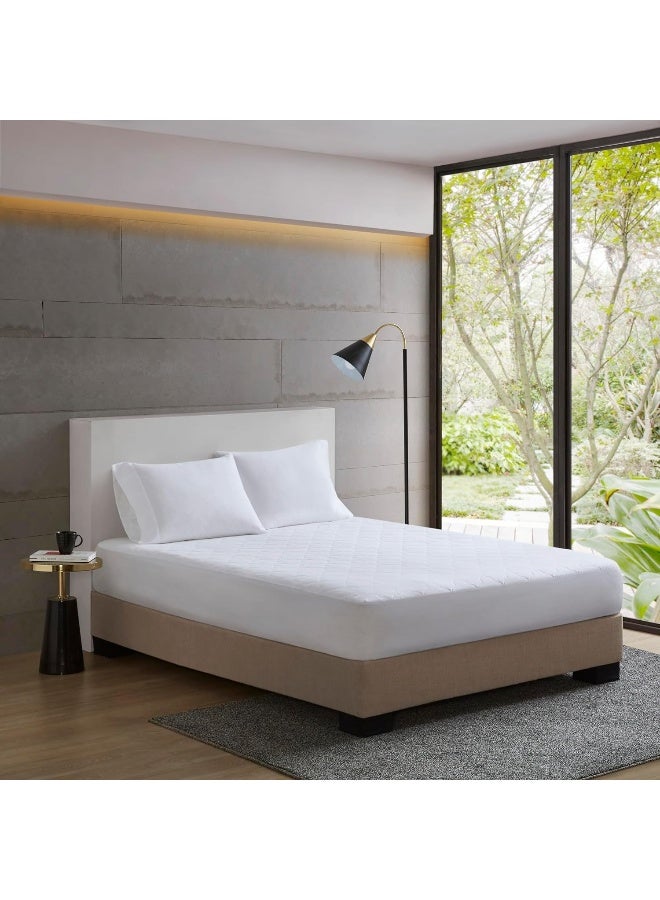 Sleep Philosophy Sleep Philosophy Queen Mattress Pad Cotton Mattress Protector Classic Cloud Quilted Bed Cover All Natural Breathable Mattress Topper Fitted Pocket Fits Up to 16 Machine Washable White  - Image 2