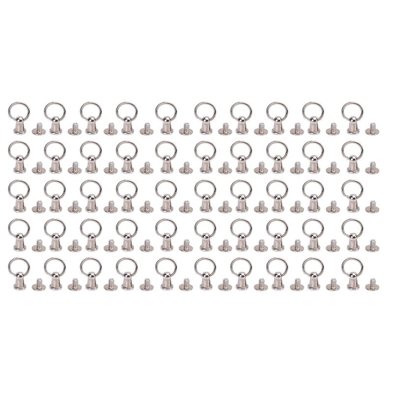 50 Sets 6mm Zinc Alloy Pull Ring Rivets with 5 5mm Iron Screws for Phone Case Bag Belt - Image 2