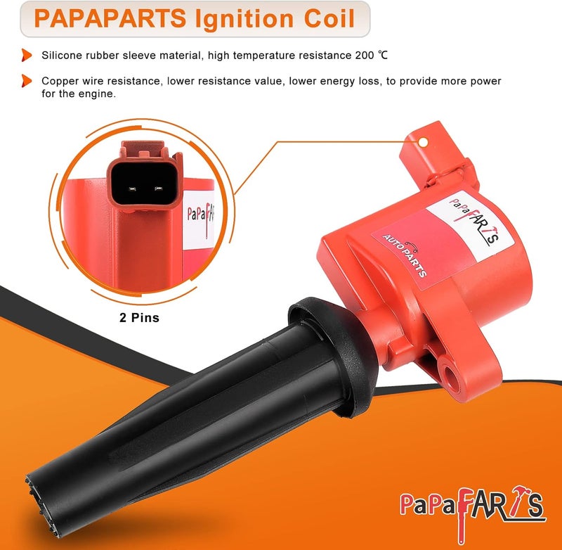 PAPAPARTS Set of 4 Ignition Coil Pack FD505 and Iridium Spark Plug for Ford Vehicles - Image 3