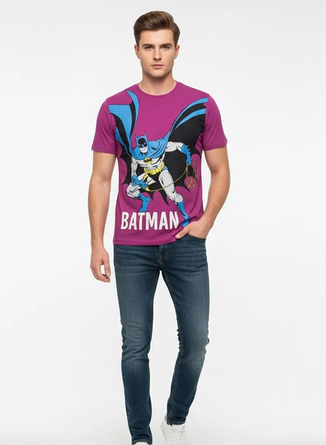 Batman Men Purple Batman Graphic Print T-Shirt
