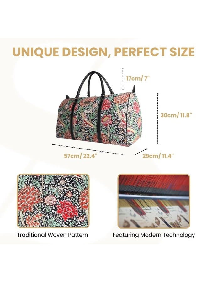 Signare Tapestry Large Duffel Bag Overnight Bags Weekend Bag for Women with William Morris Design (The Cray, BHOLD-Cray) - Image 3