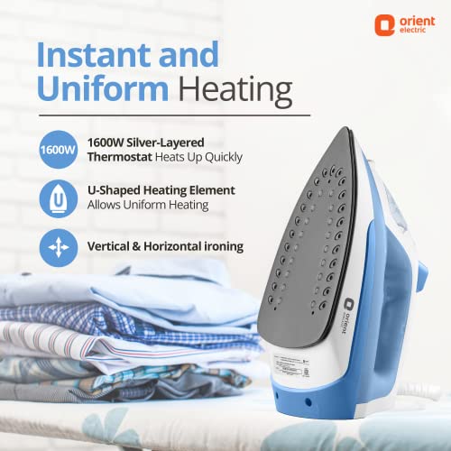 Orient Electric FabriFeel 1600W Steam iron | Non-stick Weilburger coating| 360-degree swivel cord| U-shaped heating element| Vertical & Horizontal Ironing | |ISI certified | 2-year warranty by Orient - Image 2
