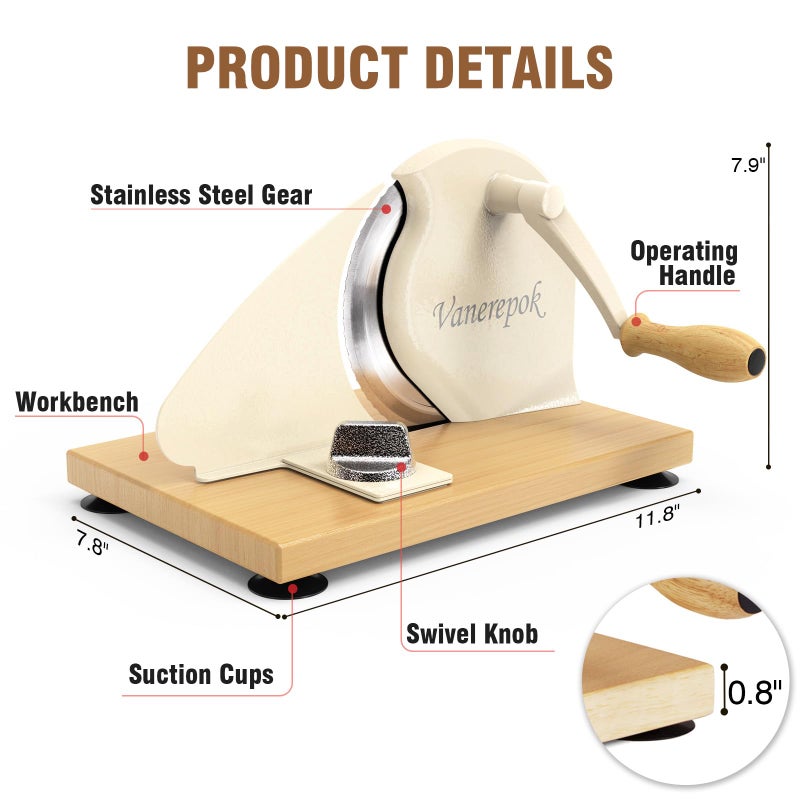vanerepok Manual Bread Slicer for Homemade Sourdough Bread Versatile Hand Crank Bread Slicer for Sourdough Crusty Bread Etc Stainless Steel Slicers Adjustable Width for Homemade & Commercial Use - Image 2