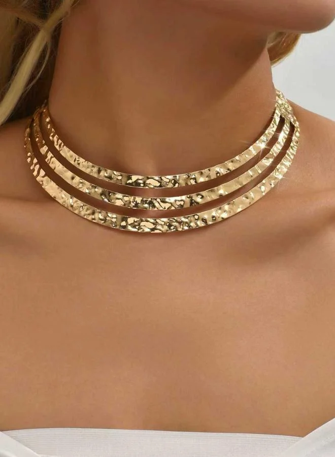 Take Two Take Two Hammered Metal Choker Necklace