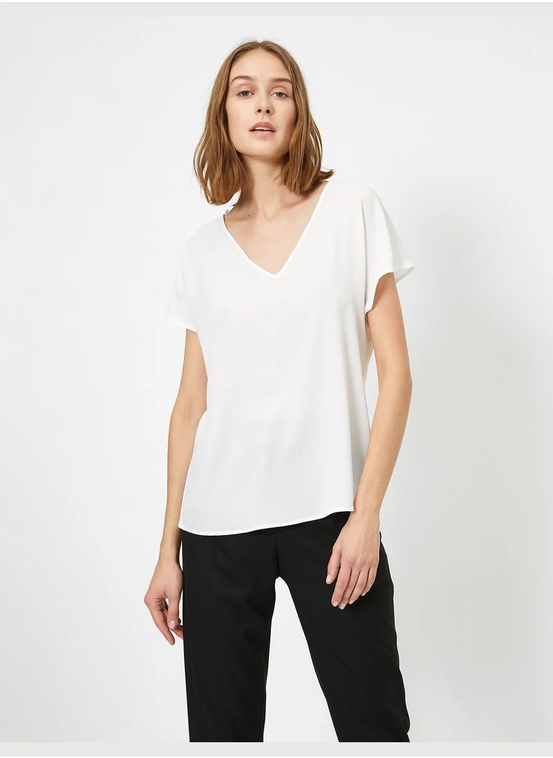 كوتون V Neck Blouse