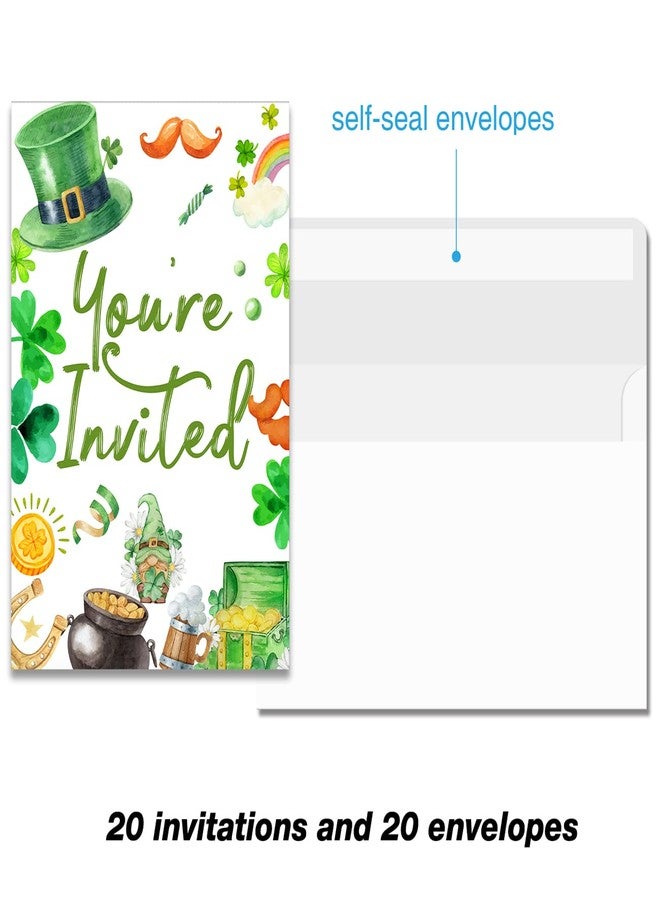 Soiceu Cute St. Patrick's Day Party Invitations with Envelopes Set of 20 St. Patrick's Day Celebration Invites Fill in Blank - Image 5