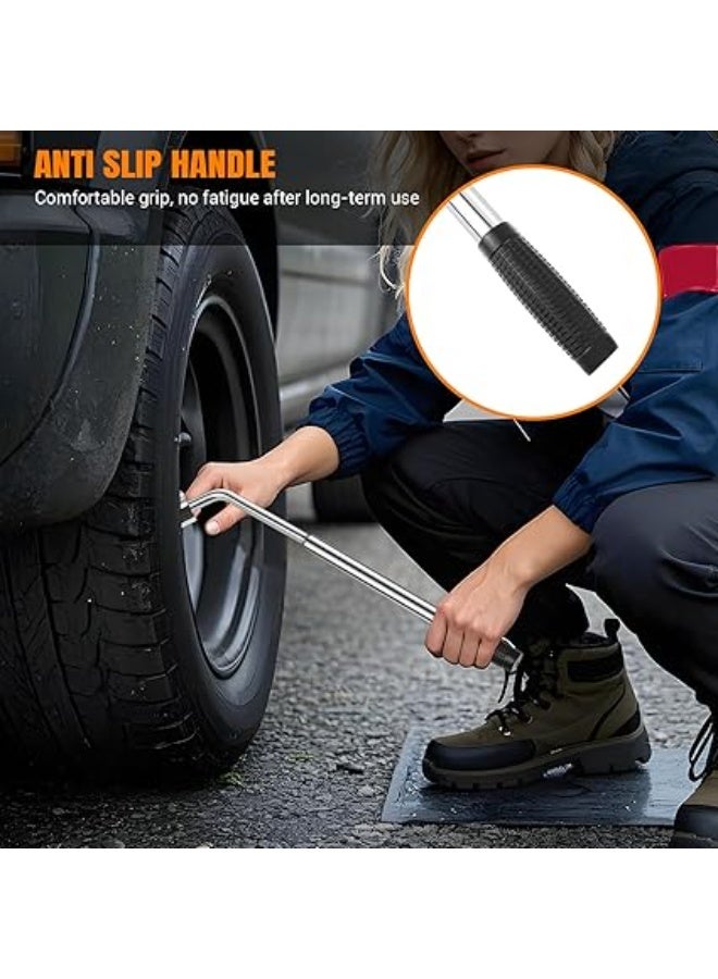 مجموعة تغيير إطارات السيارة الكاملة - كوريك مقصّي متين ومفتاح عجل تلسكوبي قابل للتمديد - أساسية لسهولة غيار الإطارات - Image 3