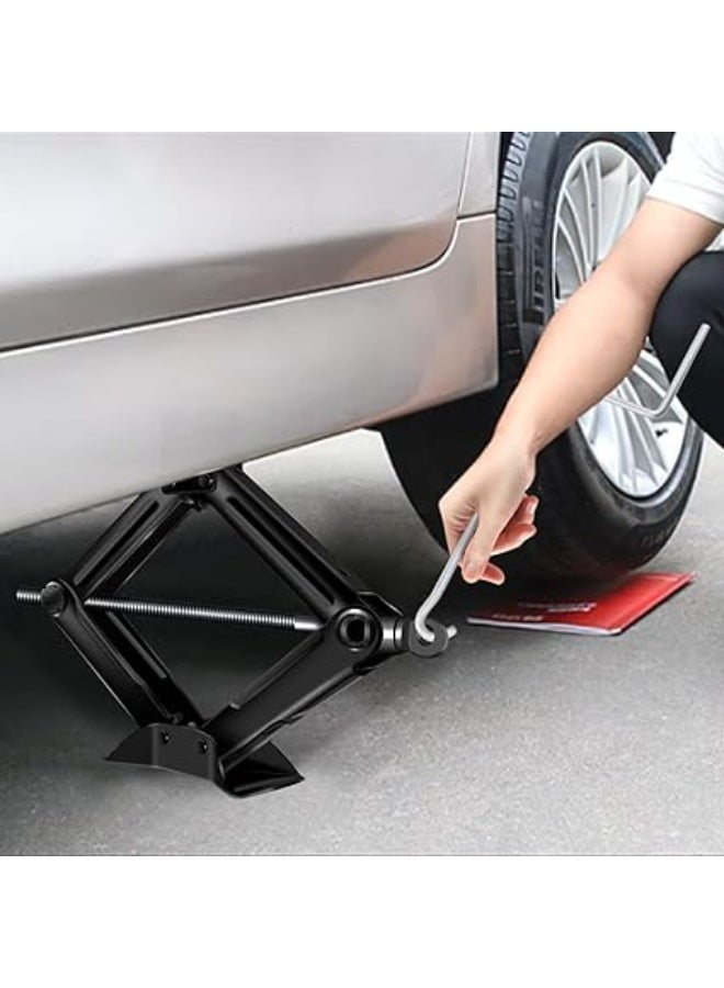 مجموعة تغيير إطارات السيارة الكاملة - كوريك مقصّي متين ومفتاح عجل تلسكوبي قابل للتمديد - أساسية لسهولة غيار الإطارات - Image 2