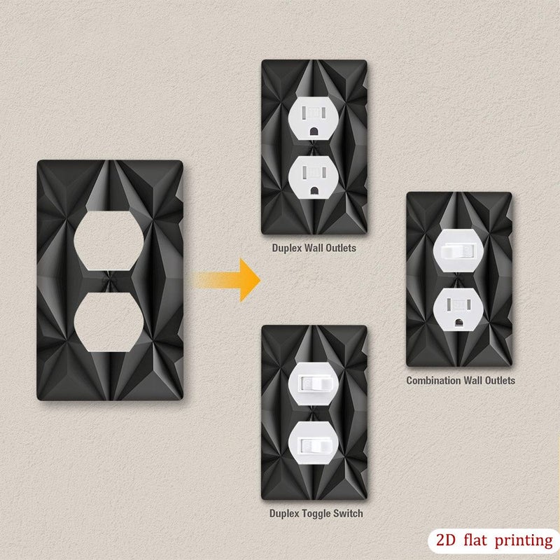 1 Pcs Modern Minimalist Light Switch Cover Plate Geometric Polygon 3 Gang Decora 11.4 X 16.2 Cm Easy Snap Retrofit Installation Suitable For Outdoor Bedroom Bathroom Decor Wall Plate For Adult Wiring Devices 2D Flat - Image 2