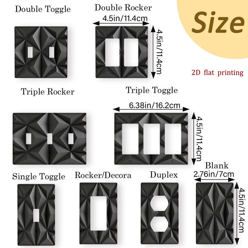1 Pcs Modern Minimalist Light Switch Cover Plate Geometric Polygon 3 Gang Decora 11.4 X 16.2 Cm Easy Snap Retrofit Installation Suitable For Outdoor Bedroom Bathroom Decor Wall Plate For Adult Wiring Devices 2D Flat - Image 3