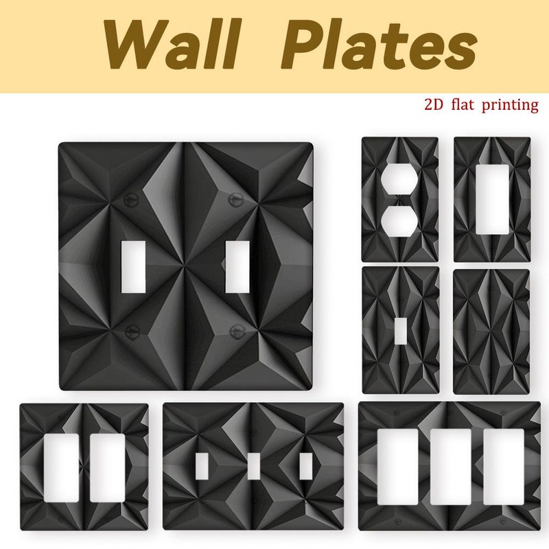 1 Pcs Modern Minimalist Light Switch Cover Plate Geometric Polygon 3 Gang Decora 11.4 X 16.2 Cm Easy Snap Retrofit Installation Suitable For Outdoor Bedroom Bathroom Decor Wall Plate For Adult Wiring Devices 2D Flat - Image 1
