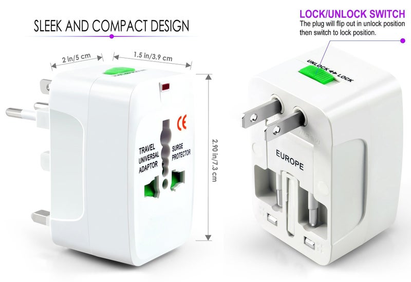 Gadget Hero's All in One Universal Power Adapter. Worldwide Travel Adaptor with Surge Protector. International Travel Adapter. - Image 4