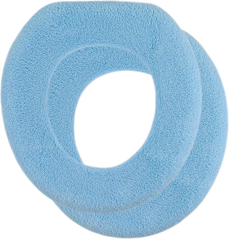 Warm-n-Comfy Soft Toilet Seat Cover - Plush & Thick Fabric Toilet Seat Warmer for Round & Elongated 14x18" Toilet Seats - Reusable, Machine-Washable, Easy-Install - Gift-Ready Packaging - Sky Blue - Image 1