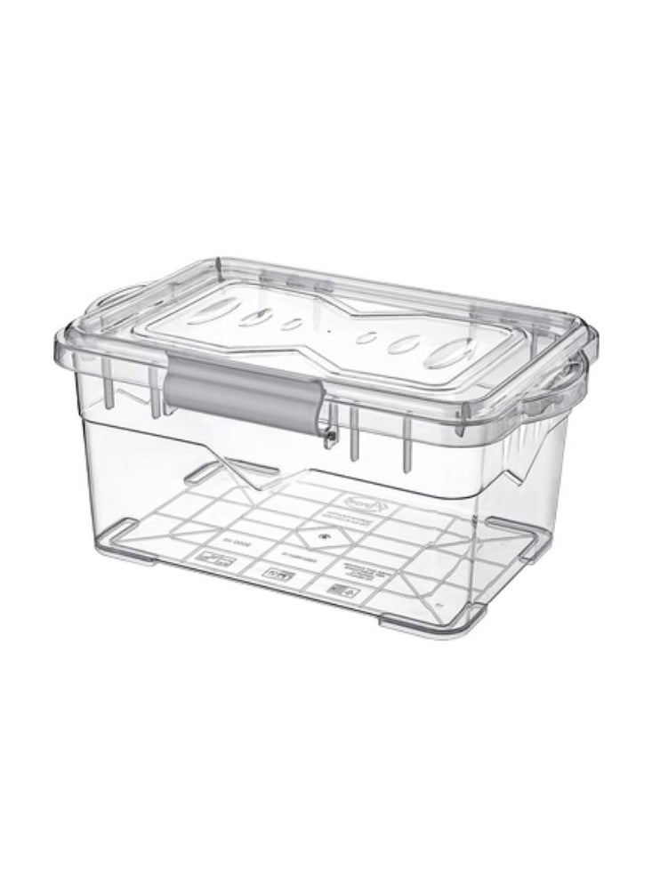 Titiz Reusable container box BPA free food storage container airtight seal lid & clips dishwasher & freezer safe transparent/grey. 5 liter  - Image 1