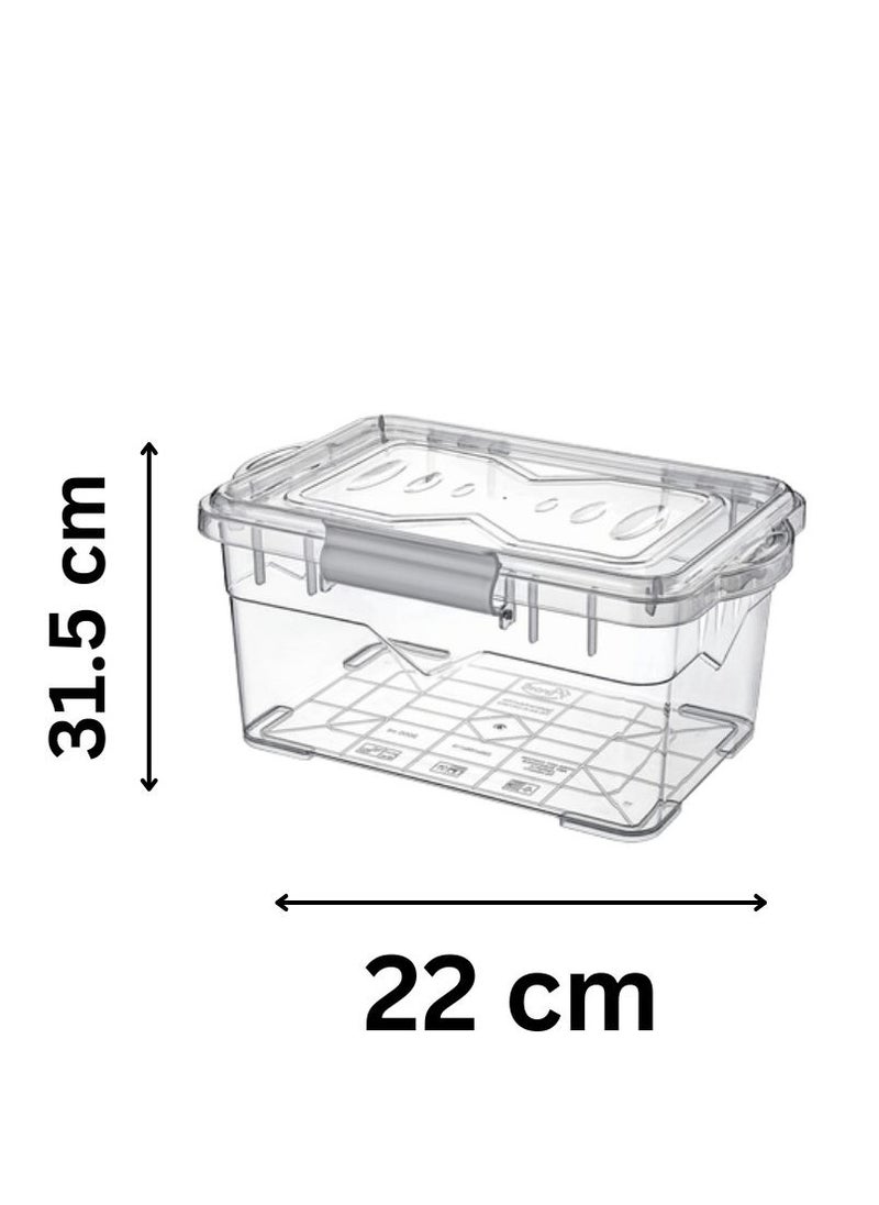 Titiz Reusable container box BPA free food storage container airtight seal lid & clips dishwasher & freezer safe transparent/grey. 5 liter  - Image 2