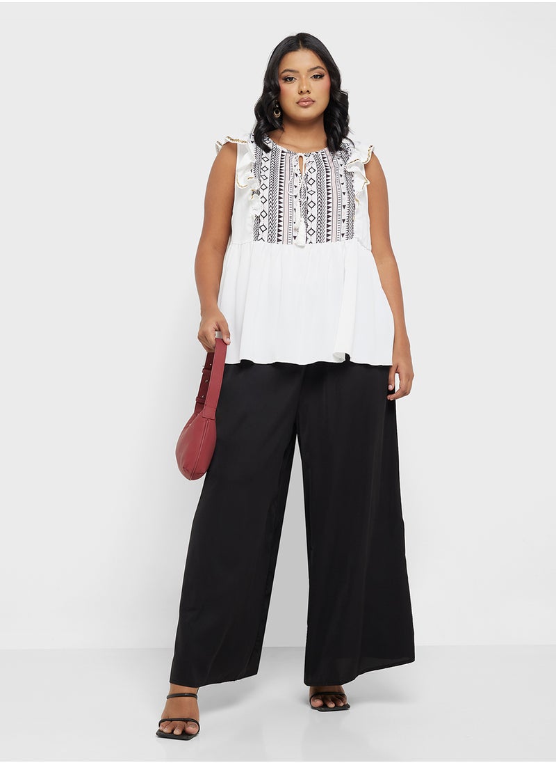 Ginger Plus - Ruffle Detail Boho Style Blouse - Image 1