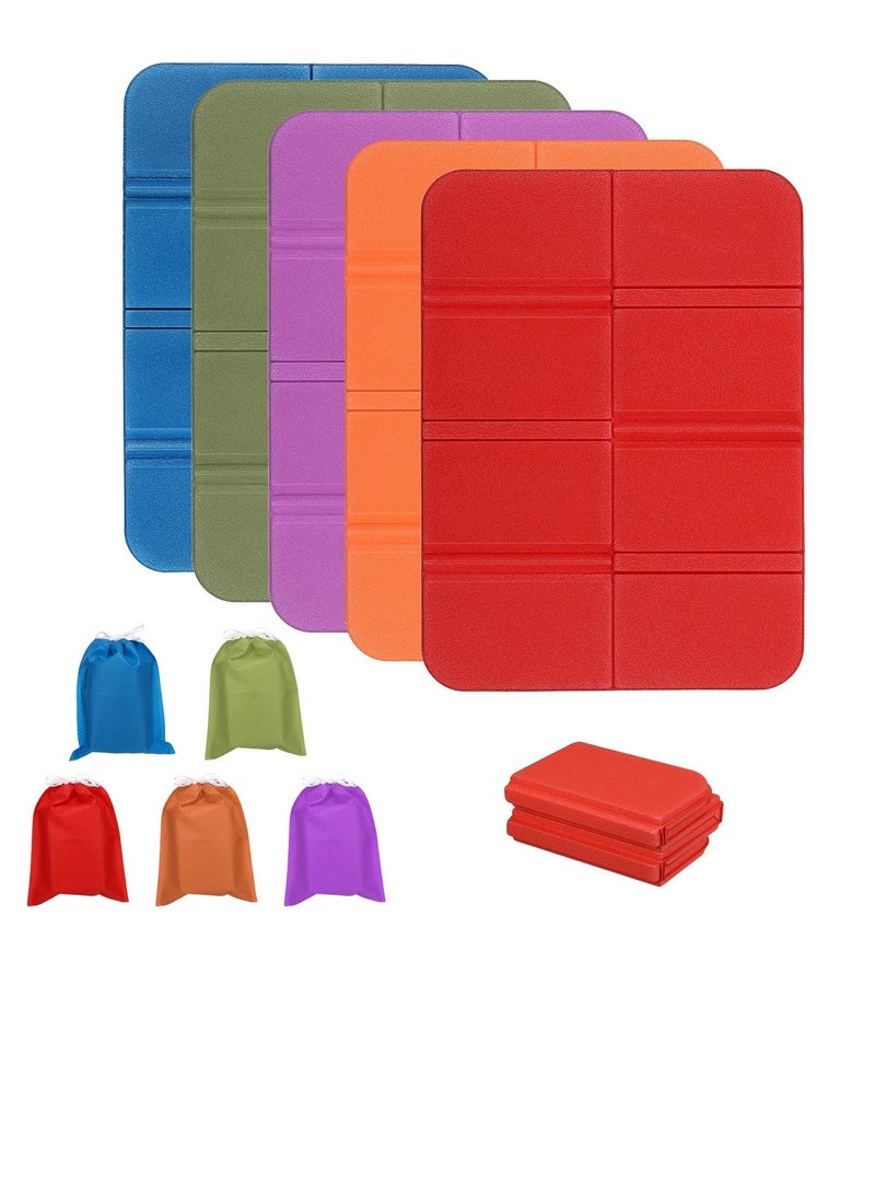 SYOSI 5 Pack Camping Cushion Seat Foldable Cushion Seat 15"x11" Waterproof XPE Foam Outdoor Mats Camping Sitting Pad for Outdoor Picnic Backpacking Mountaineering Trekking Stadium Travel 5 Colors - Image 1