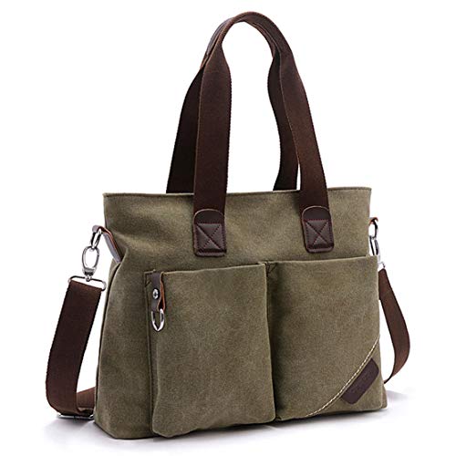 ToLFE Women Top Handle Satchel Handbags Tote Purse Shoulder Bag (Large: (L) 14.57" x(W) 6.3" x(H) 12.2", Army Green-(large)) - Image 1