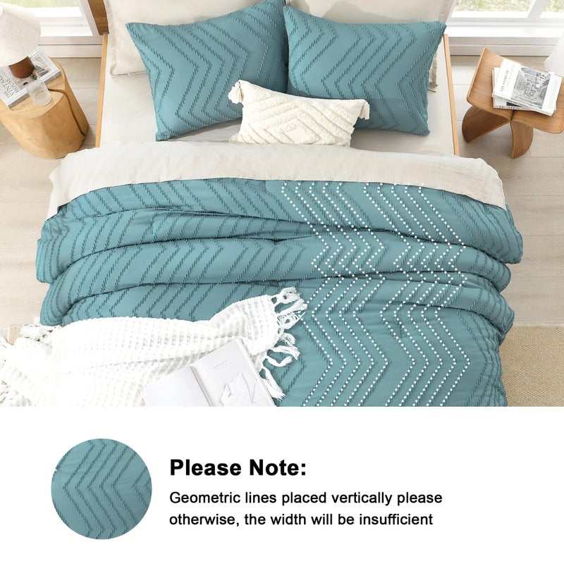 Litanika Litanika Grayish Teal California King Size Comforter Set  3 Pieces Chevron Tufted Bedding Set & Collections  All Season Bed Set (104x96In Comforter and 2 Pillow Shams)  - Image 4