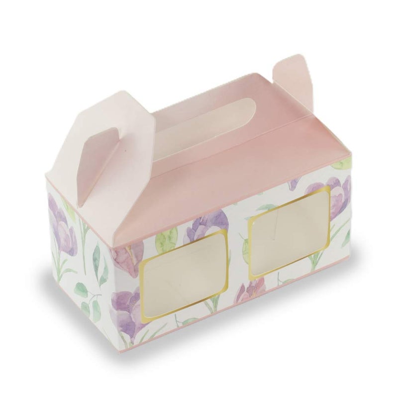 Chic a Choc Pink Floral Cupcake Box for 2. (Pack of 10). Removable Tray. Jar Box. Cookie Box. - Image 5