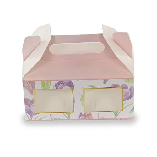 Chic a Choc Pink Floral Cupcake Box for 2. (Pack of 10). Removable Tray. Jar Box. Cookie Box. - Image 3