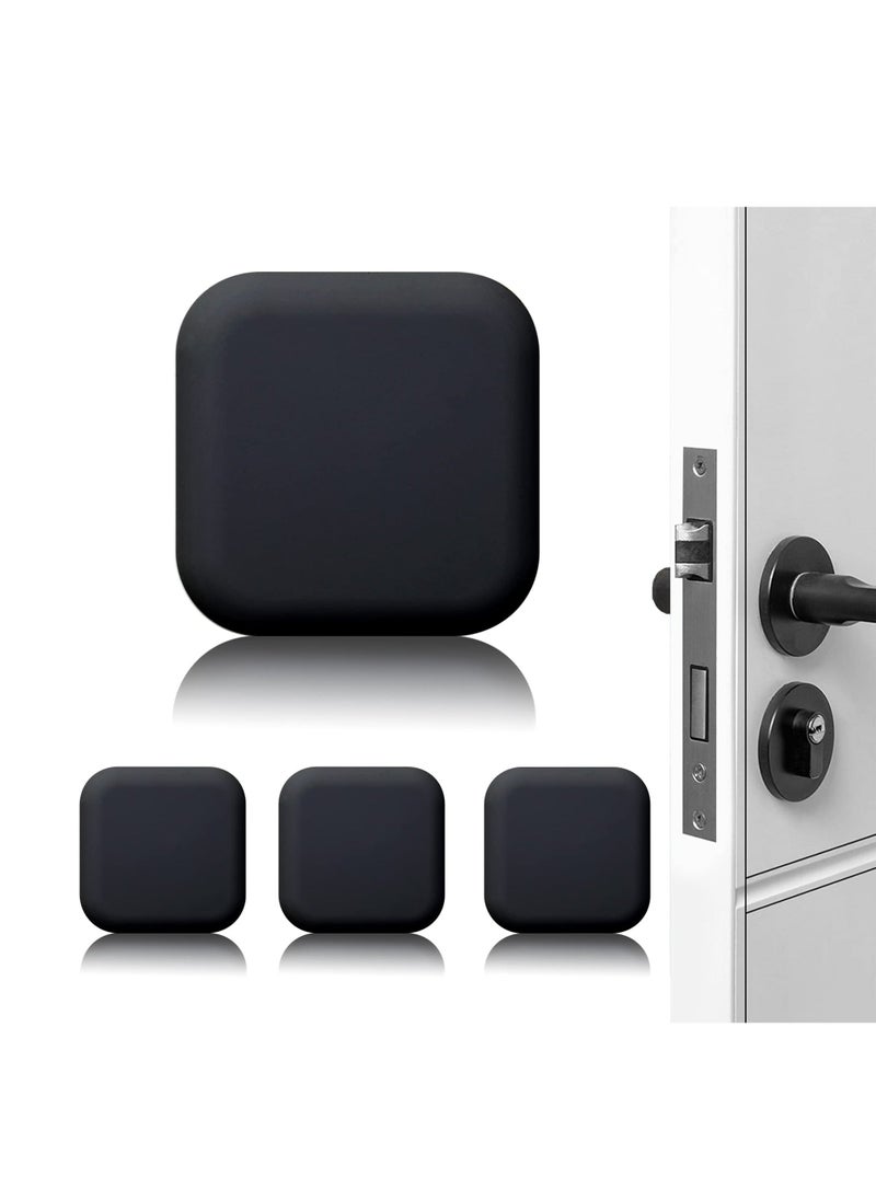 Generic Door Stoppers Wall Protector, Door Handle Silicone Crash Pad, 4 Pieces Self-Adhesive Door Rear Buffers Quiet Anti-Bump Pads Furniture Accessories for Home Office (Black)  - Image 1