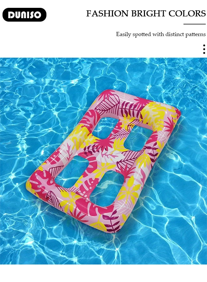 DUNISO Inflatable Pool Floats Pink Leaf Pattern Swimming Pool Raft and Floats Pool Loungers Inflatable Pool Raft for Swimming Pool Lake Lounge Float Beach Pool Party Toys for Adults - Image 4