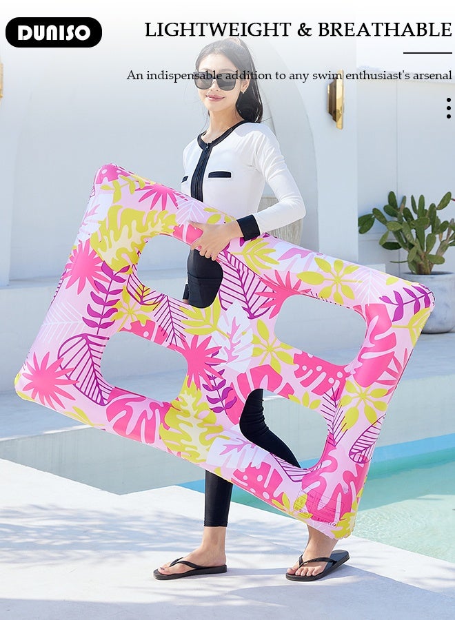 DUNISO Inflatable Pool Floats Pink Leaf Pattern Swimming Pool Raft and Floats Pool Loungers Inflatable Pool Raft for Swimming Pool Lake Lounge Float Beach Pool Party Toys for Adults - Image 5
