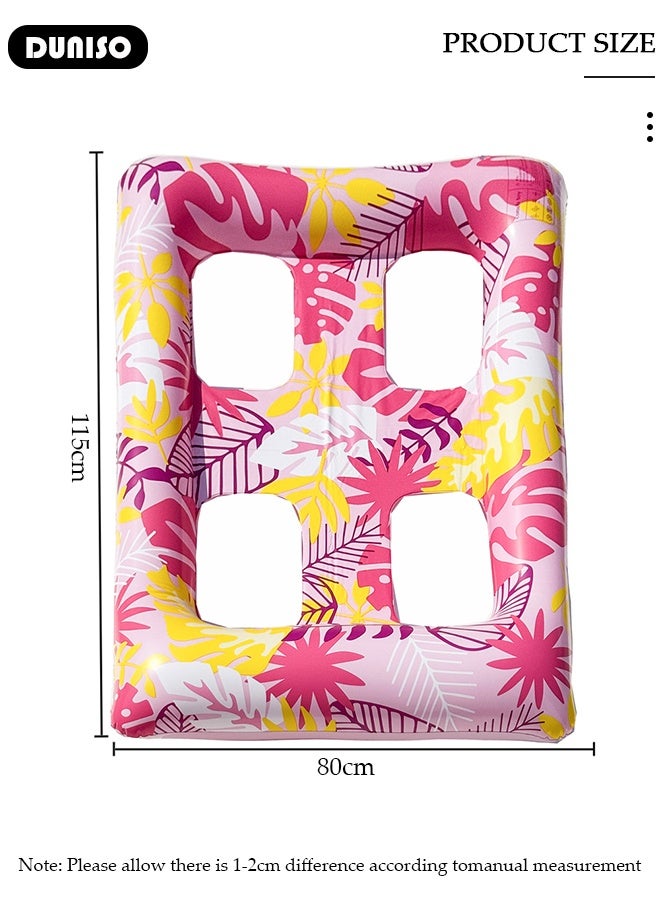 DUNISO Inflatable Pool Floats Pink Leaf Pattern Swimming Pool Raft and Floats Pool Loungers Inflatable Pool Raft for Swimming Pool Lake Lounge Float Beach Pool Party Toys for Adults - Image 2