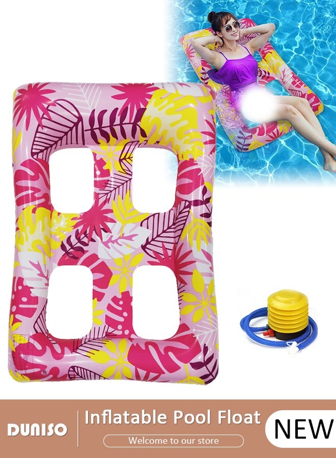 DUNISO Inflatable Pool Floats Pink Leaf Pattern Swimming Pool Raft and Floats Pool Loungers Inflatable Pool Raft for Swimming Pool Lake Lounge Float Beach Pool Party Toys for Adults - Image 1