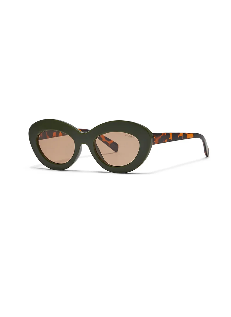 بلاك أوت Rosie,Women Sunglasses, Oval Sunglasses, UV Protection: UV400 (Green,Brown)
