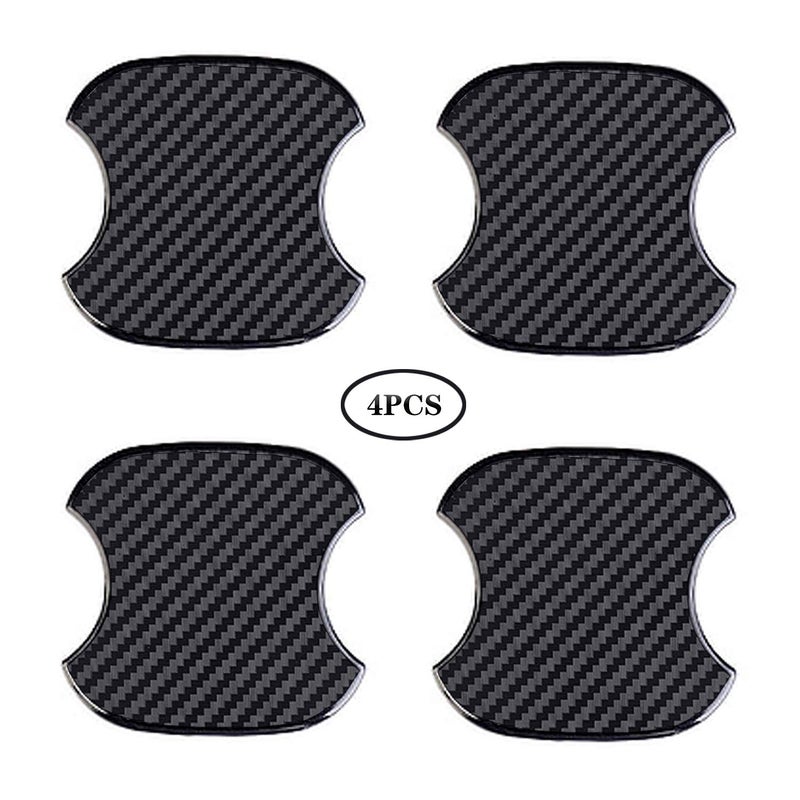 WORCAS 4Pcs Universal 3D Carbon Fiber Car Door Handle Paint Scratch Protector Sticker Auto Door Handle Cups Protective Pad M