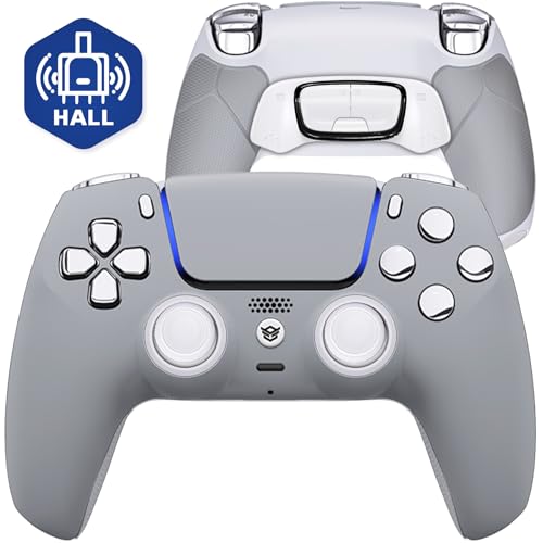 HEXGAMING ULTIMATE Hall Effect Wireless Controller Compatible with ps5-4 Back Buttons, Mouse-Click Hair Triggers, Interchangeable Thumbsticks - New Hope Gray - Image 1