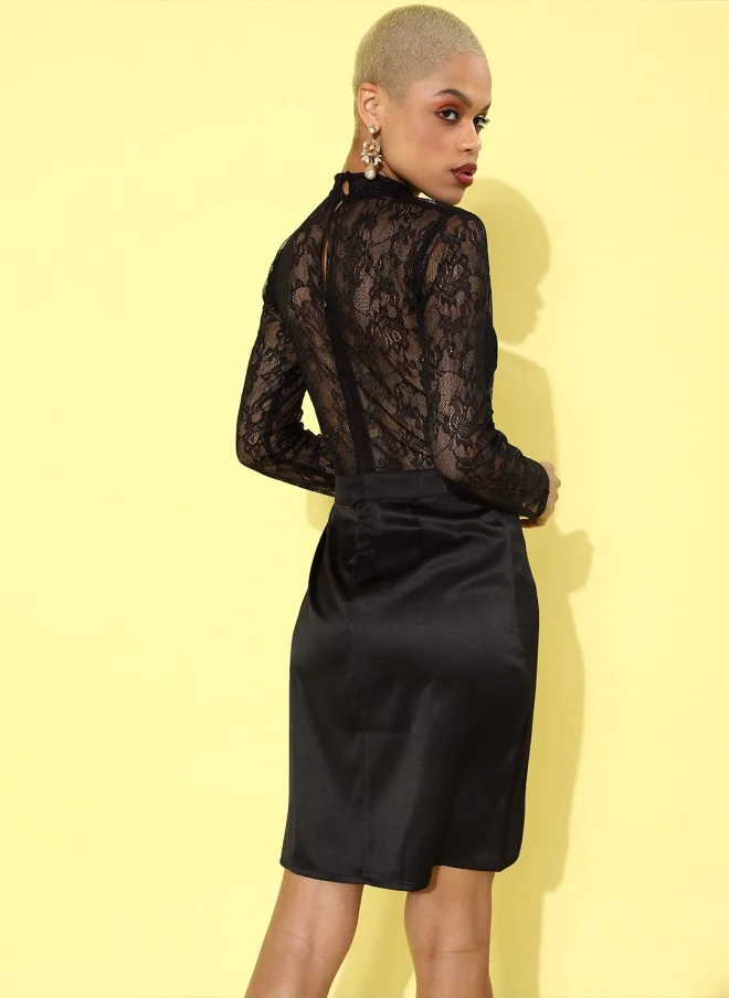STREET 9  Black Floral Lace Dress for Women for Women | Best Price UAE
