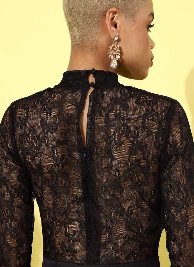 STREET 9  Black Floral Lace Dress for Women for Women | Best Price UAE