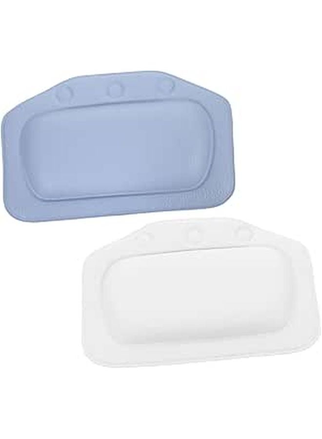 2Pcs Blue and White Bathtub Head Pillows for Neck and Back Support Foam Cushion Home Spa Relaxation - Image 1