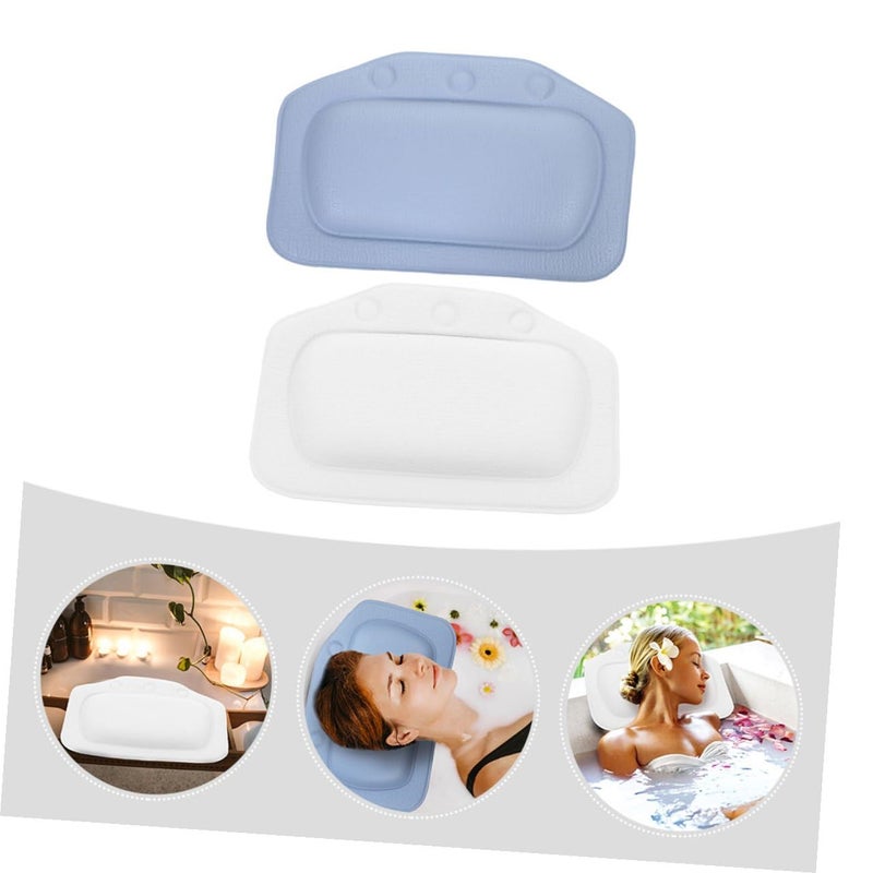 2Pcs Blue and White Bathtub Head Pillows for Neck and Back Support Foam Cushion Home Spa Relaxation - Image 5