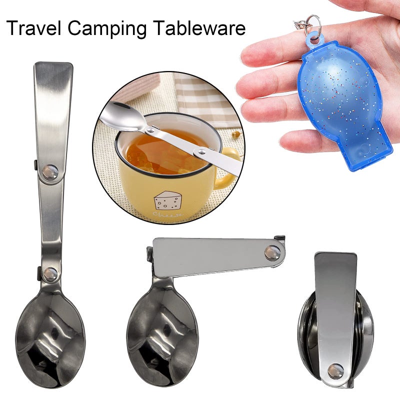 Acantha Foldable Fork and Spoon Set, Portable Folding Spoon and Fork Set with Two Plastic Storage Cases for Travel Camping Outdoors Picnic - Image 3