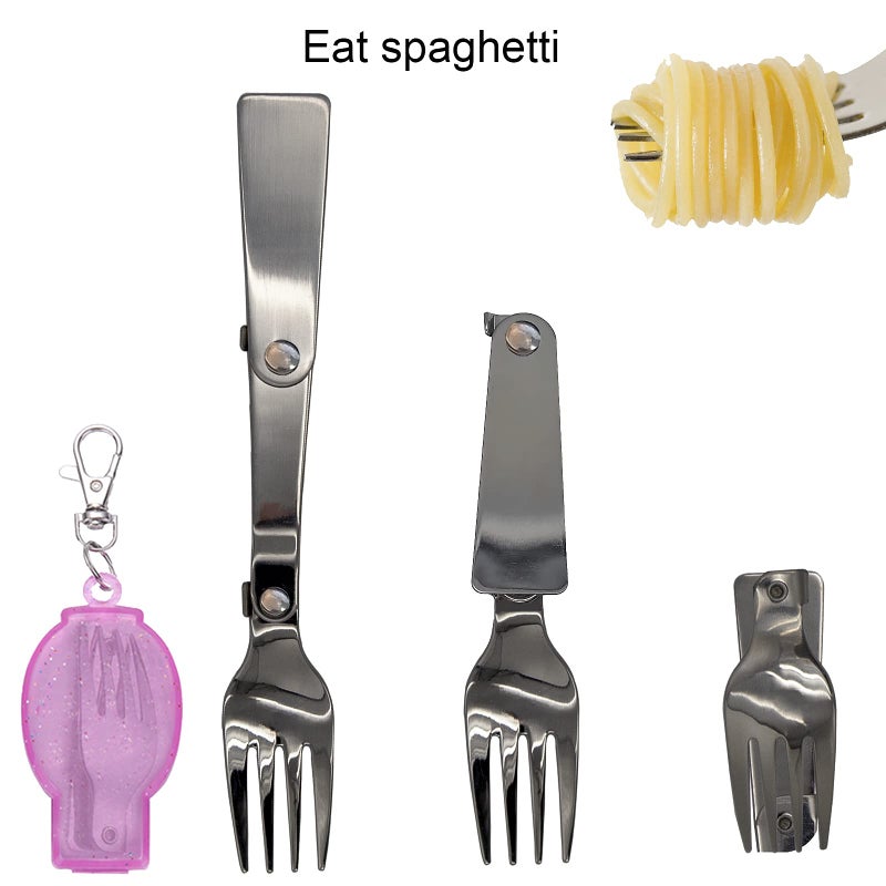 Acantha Foldable Fork and Spoon Set, Portable Folding Spoon and Fork Set with Two Plastic Storage Cases for Travel Camping Outdoors Picnic - Image 2