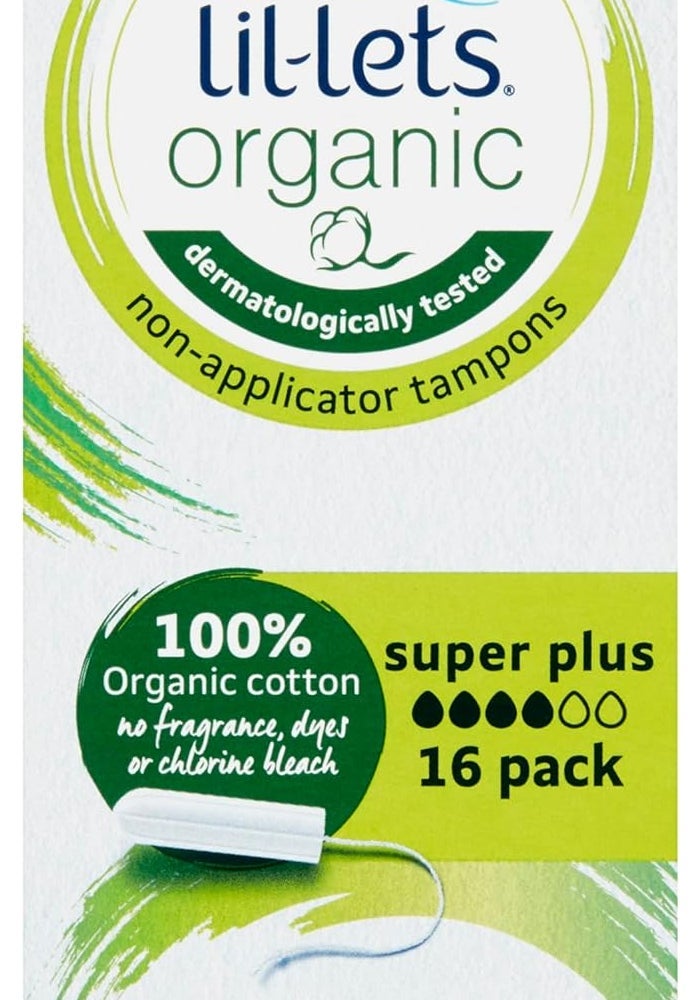 تامبونز ليليتس العضوية سوبر بلس بدون تطبيق - 100% قطن عضوي - 16 قطعة