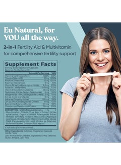 Eu Natural Conception Fertility Aid & Multi Promotes Hormone Balance For Women Preprenatal Vitamin With Ashwagandha Folate Folic Acid Vitex And Myoinositol 60 Vegetarian Soft Capsules  - Image 3