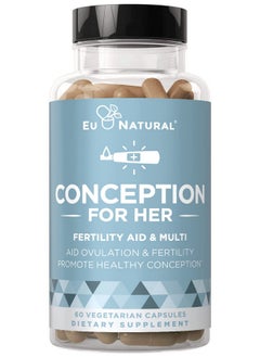 Eu Natural Conception Fertility Aid & Multi Promotes Hormone Balance For Women Preprenatal Vitamin With Ashwagandha Folate Folic Acid Vitex And Myoinositol 60 Vegetarian Soft Capsules  - Image 2