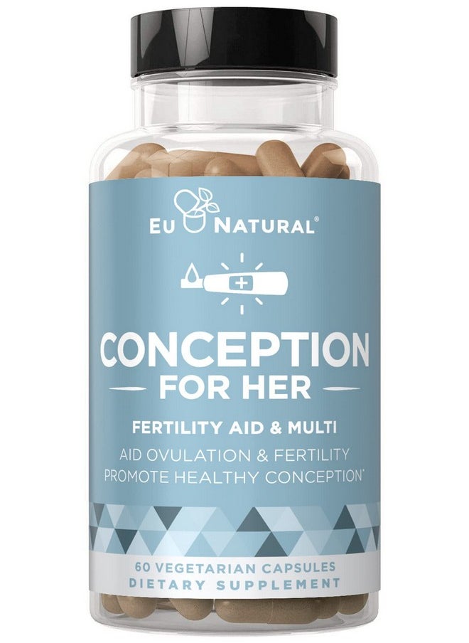 Eu Natural Conception Fertility Aid & Multi Promotes Hormone Balance For Women Preprenatal Vitamin With Ashwagandha Folate Folic Acid Vitex And Myoinositol 60 Vegetarian Soft Capsules  - Image 2