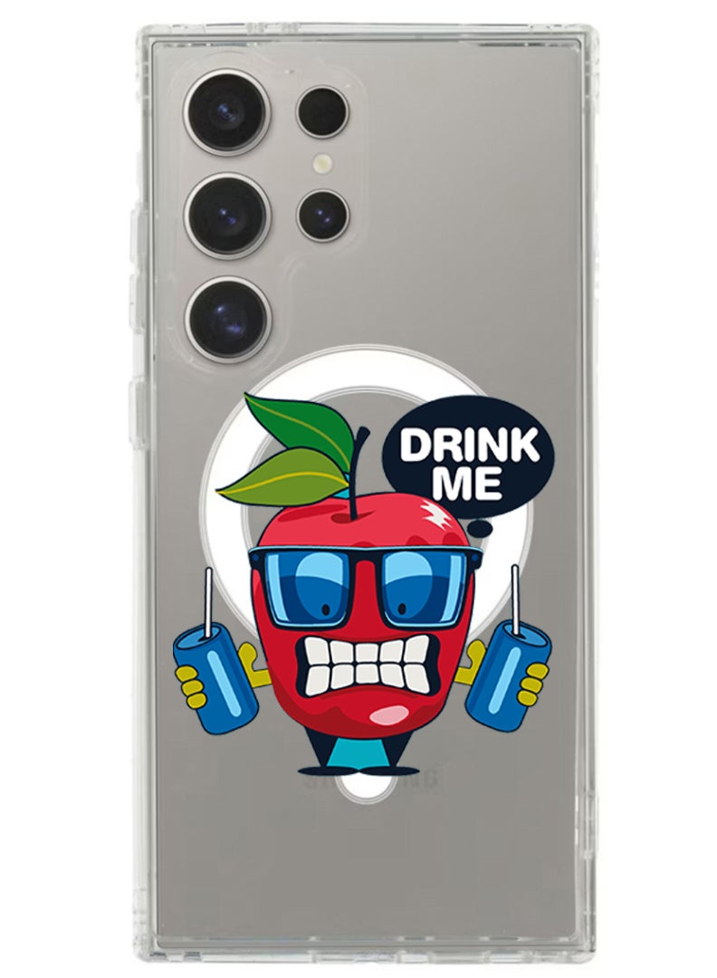 Theodor Magnetic Case for Samsung Galaxy S24 Ultra 6.8-inch Compatible with MagSafe Wireless Charging, Shockproof Phone Bumper Cover Apple drink me - Image 1