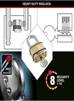 Generic Master Lock Heavy Duty Padlock [Key] [Laminated Steel/Brass Finish] [Weatherproof] [Medium Shackle] M1Beurdlf - Best Used For Storage Units, Sheds, Garages, Fences  - Image 2