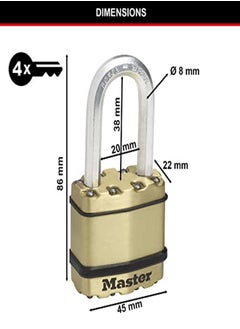 Generic Master Lock Heavy Duty Padlock [Key] [Laminated Steel/Brass Finish] [Weatherproof] [Medium Shackle] M1Beurdlf - Best Used For Storage Units, Sheds, Garages, Fences  - Image 4