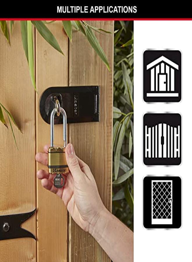 Master Lock Heavy Duty Padlock [Key] [Laminated Steel/Brass Finish] [Weatherproof] [Medium Shackle] M1Beurdlf - Best Used For Storage Units, Sheds, Garages, Fences - Image 1
