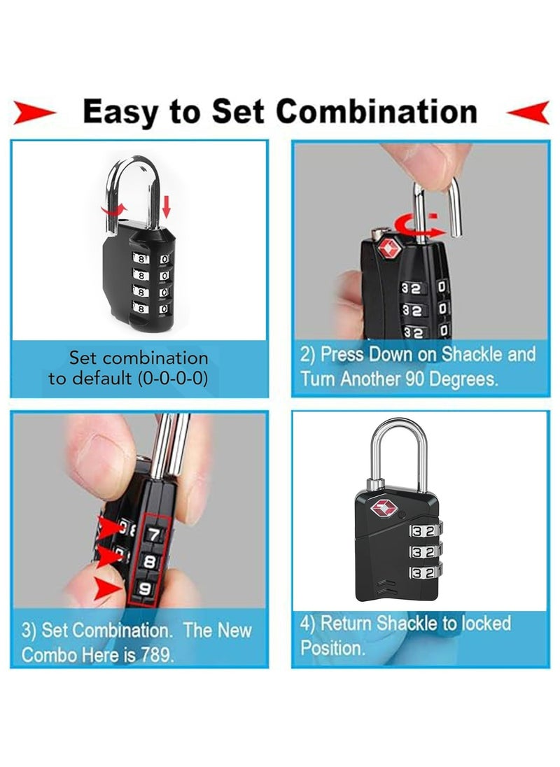 CMGTYYD TSA Luggage Locks - 3-Digit High Security Padlocks with Flexible Combination Cable, Locker, and Luggage with Ease. Versatile Code Lock for Ultimate Peace of Mind  - Image 4